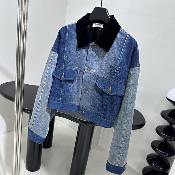 ★日本!!人気！ミュウミュウ ロゴ刺繍入り デニム トラッカージャケット myh73901